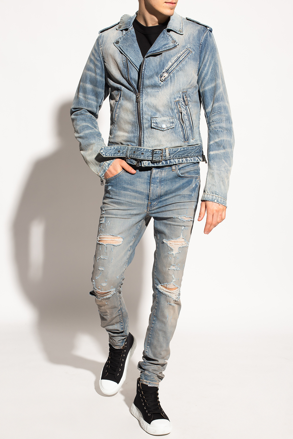 Ribbed Pocket Detail Leggings Blue Distressed jeans Amiri